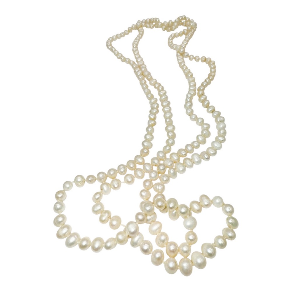 Long Strand Baroque Freshwater Pearls Beaded Necklace - Picture 3 of 5